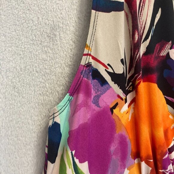 Shelby & Palmer Floral A-Line Dress Sz Large Stretch Fit & Flare Colorful Resort - Picture 7 of 14